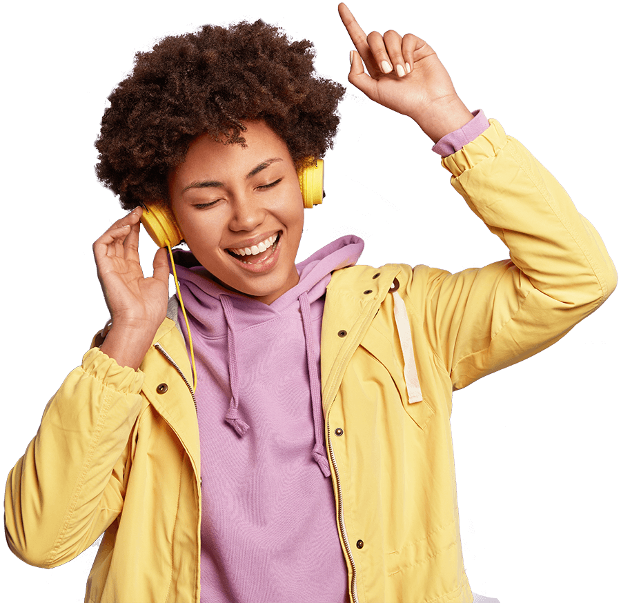 Cheerful carefree woman enjoys music sound in new 9S525EW 1.png