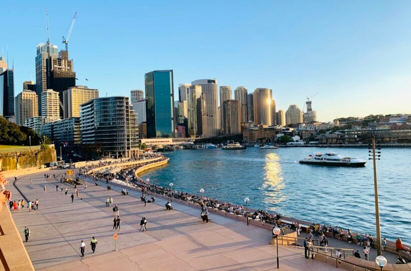 Australian coastal city beach with apartments
